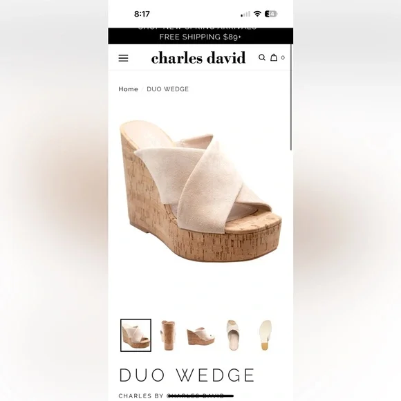 Charles by Charles David Tan Wedge Sandals with Strappy Design - Picture 3 of 10